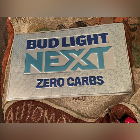 BUD LIGHT NEXT ZERO CARBS Budweiser Beer Embossed Sign Metal - Picture 2 of 4